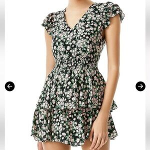 Alice + Olivia Mariska Floral Print Ruffle Skort Romper